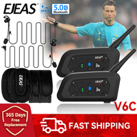 EJEAS V6C PRO+ Referee Intercom Headset 2 User Communication Duplex Bluetooth Headphone Soccer Conference Interphone Waterproof