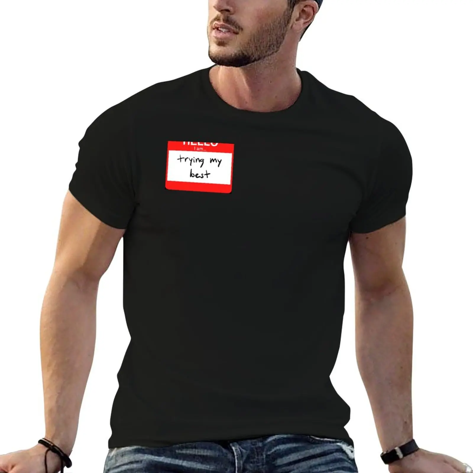 I’m Trying My Best - Black T-Shirt Big Size Daily Wear T-Shirt