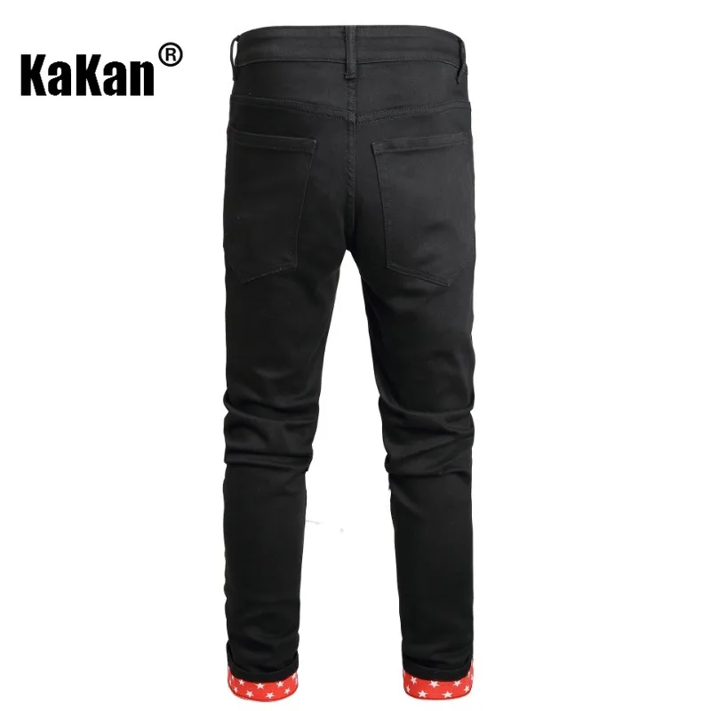 Kakan - Original European and American Personalized Colorful Embroidered Jeans, Slim Fit Elastic Cuffed Denim Pants K87-F856