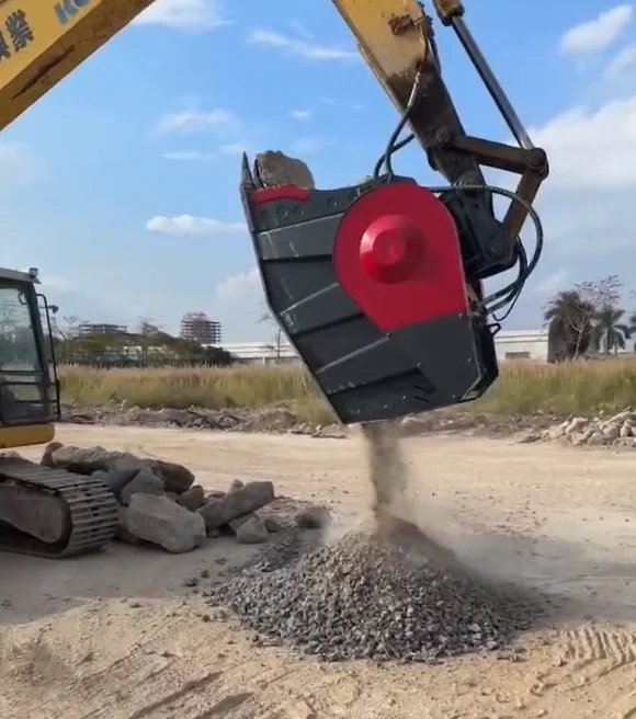 Recycling Excavator Crusher Bucket Hydraulic Concrete Rock Jaw Crushing Attachment Demolition Heavy Duty Tool Equipment