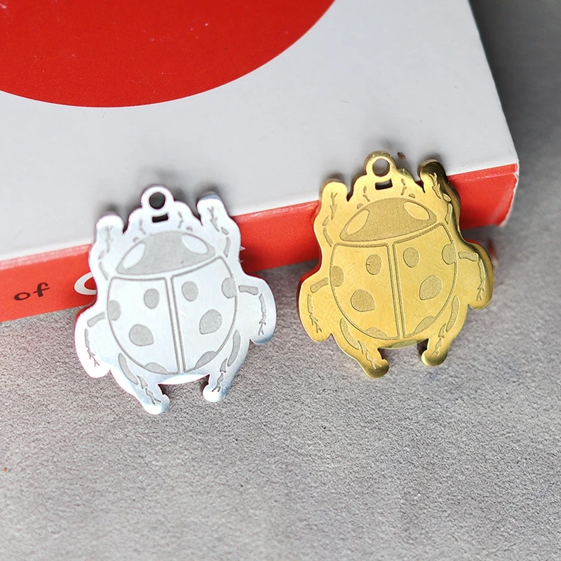 2PCS Insect Charm Ladybug Stainless Steel Pendant Charms For Jewelry Making Bracelets Keychain Gold/Silver Color diy Accessories