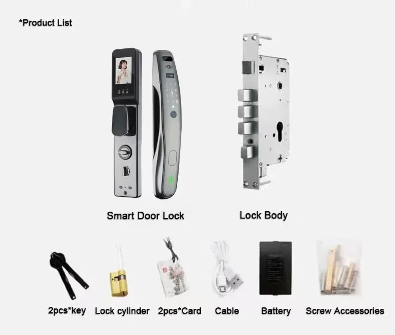 Tuya Wifi facial Electronic lock biometrics Fingerprint  Smart Door Lock Password 3D face recognition Camera Electronic Lock