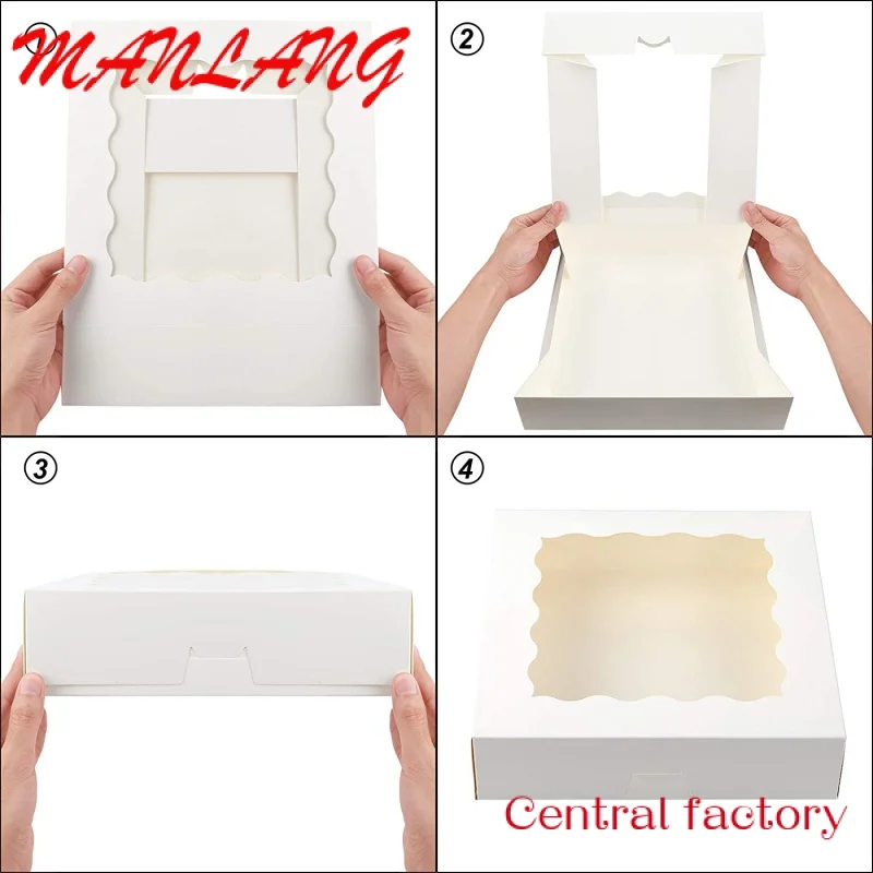 Custom  Custom size white Window paper bread box for Picnic party takeaway food packaging