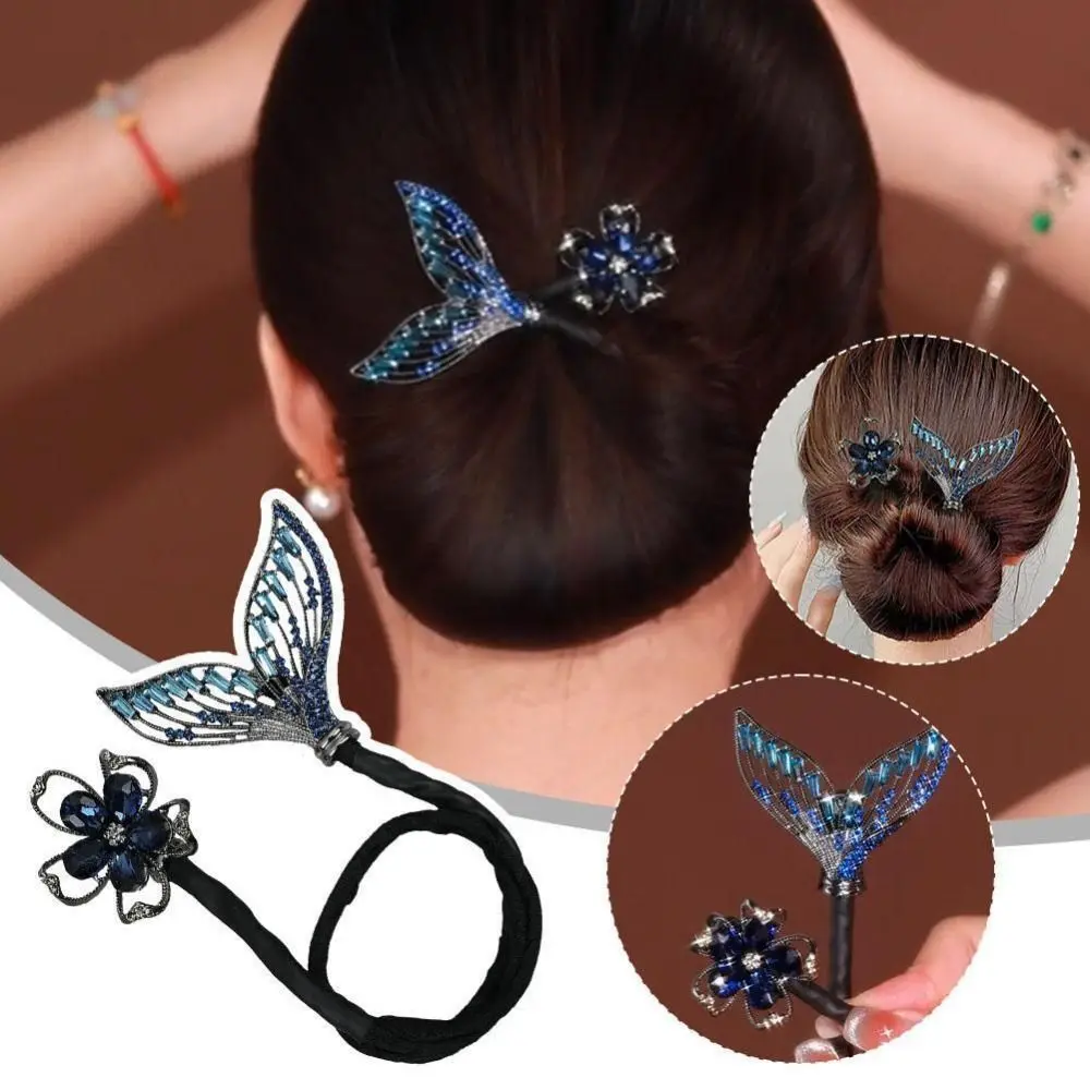 Hair Accessories Rhinestone Flower Hair Clip Gift Whale Tail Hair Styling Tool Hair Bun Maker Hair Twist Maker Girl