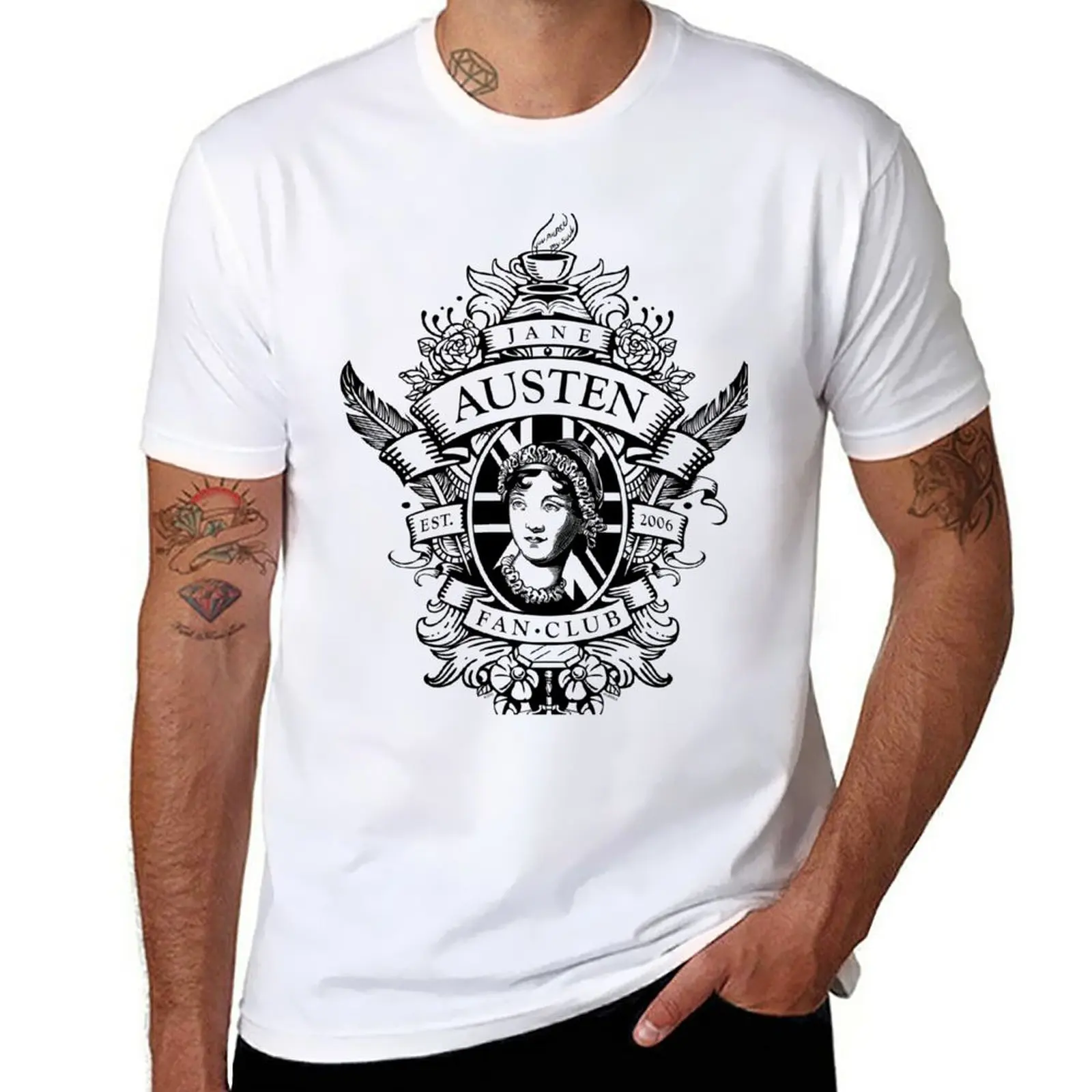 

New Jane Austen Fan Club Black T-Shirt summer tops hippie clothes fruit of the loom mens t shirts