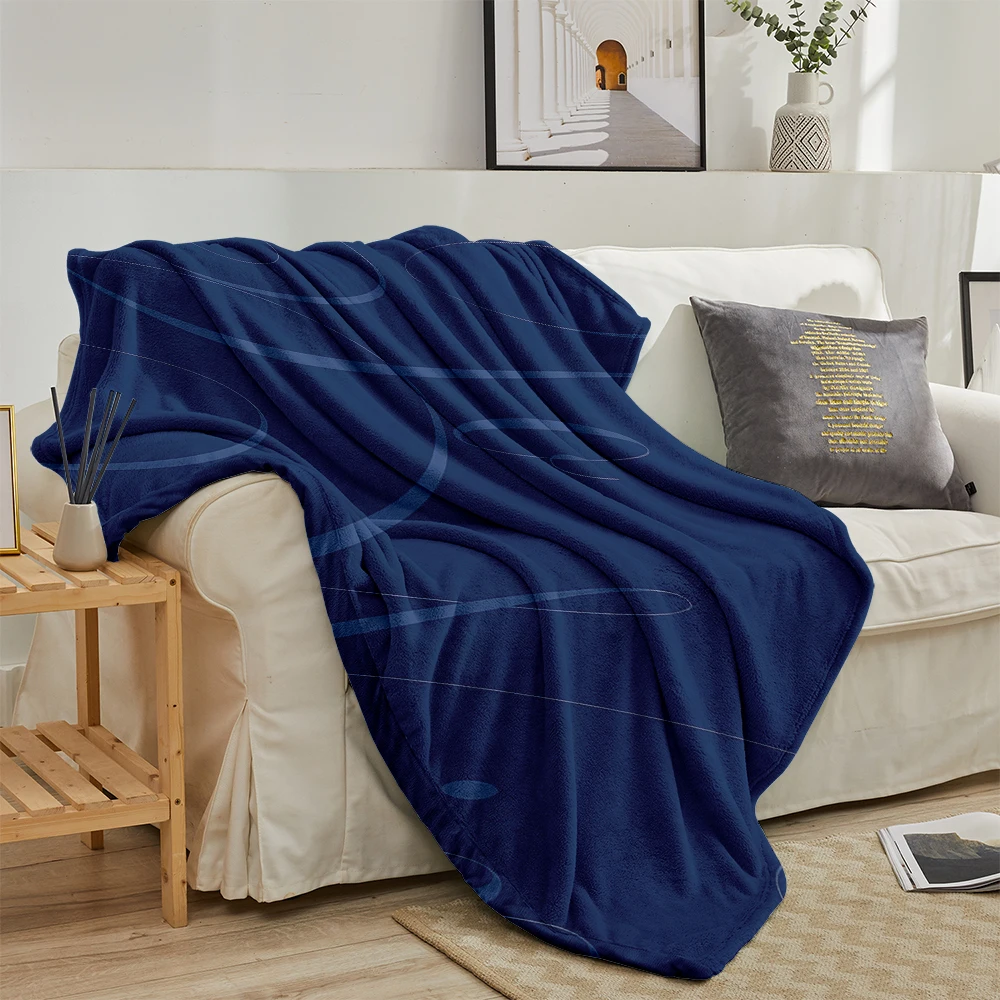Dark Blue Cursive Text Cozy Flannel Fleece Blanket Lightweight Plush Throw Blanket for Sofa Bed Travel Camping Warm Blanket