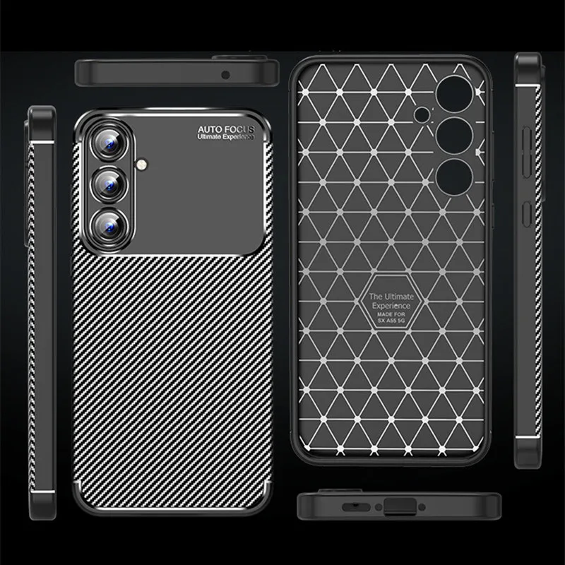 For Samsung Galaxy A55 Case Samsung A14 A24 A34 A54 A05s A05 A15 A25 A35 A55 Cover Carbon Fiber Soft Silicone Shockproof Bumper