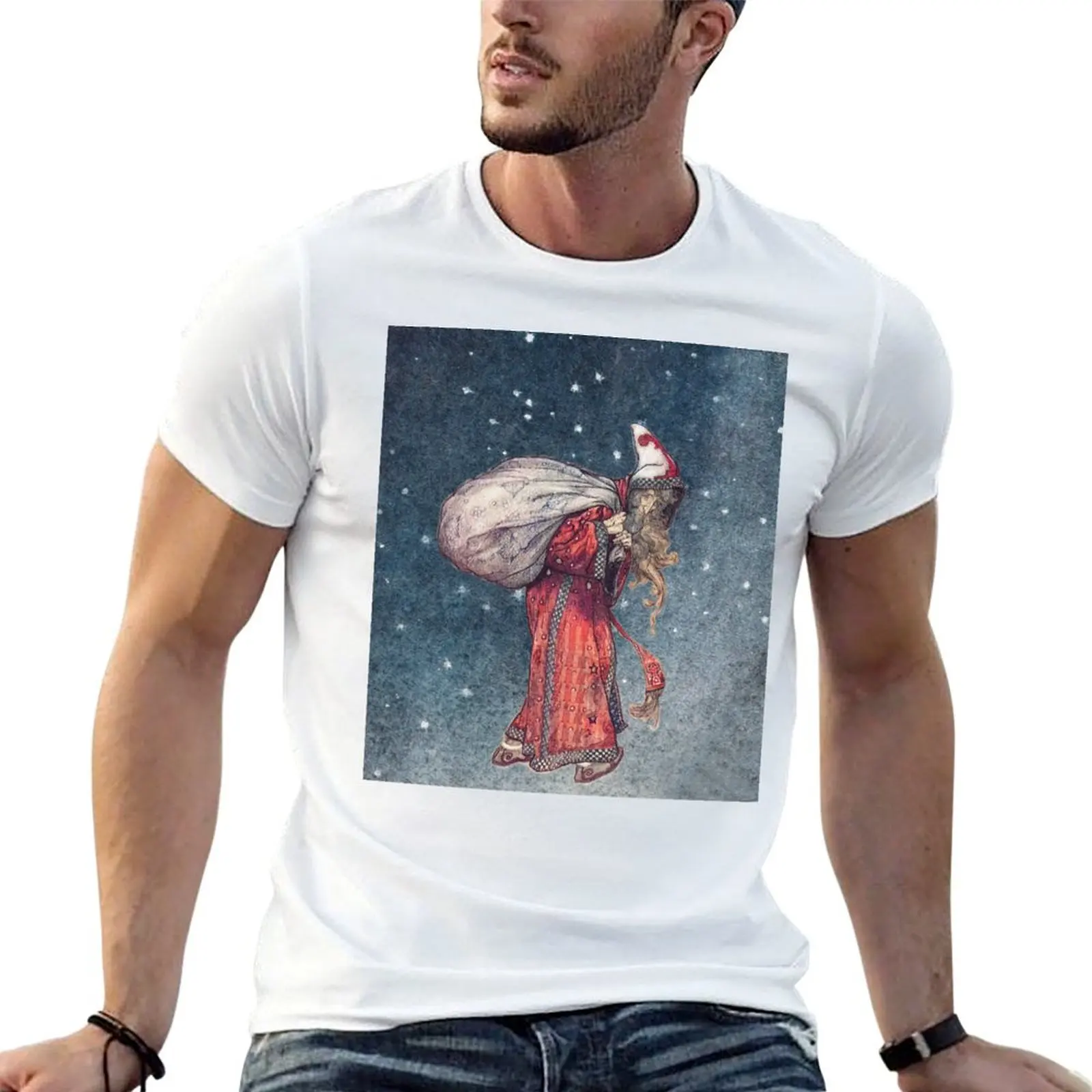 Arthur Rackham: Santa Claus T-Shirt Independence Day Short Sleeve T-Shirt