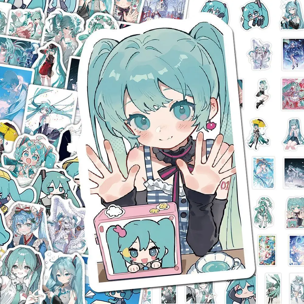50PCS Animation Hatsune Miku Delicate Stickers Cute Cartoon Decorative Sticker for Cup Book Cell Phone Case Gift Sealing Sticker