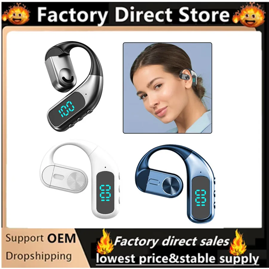 

Беспроводная Bluetooth-совместимая гарнитура с цифровым дисплеем, концепция костной проводимости, деловые наушники-вкладыши