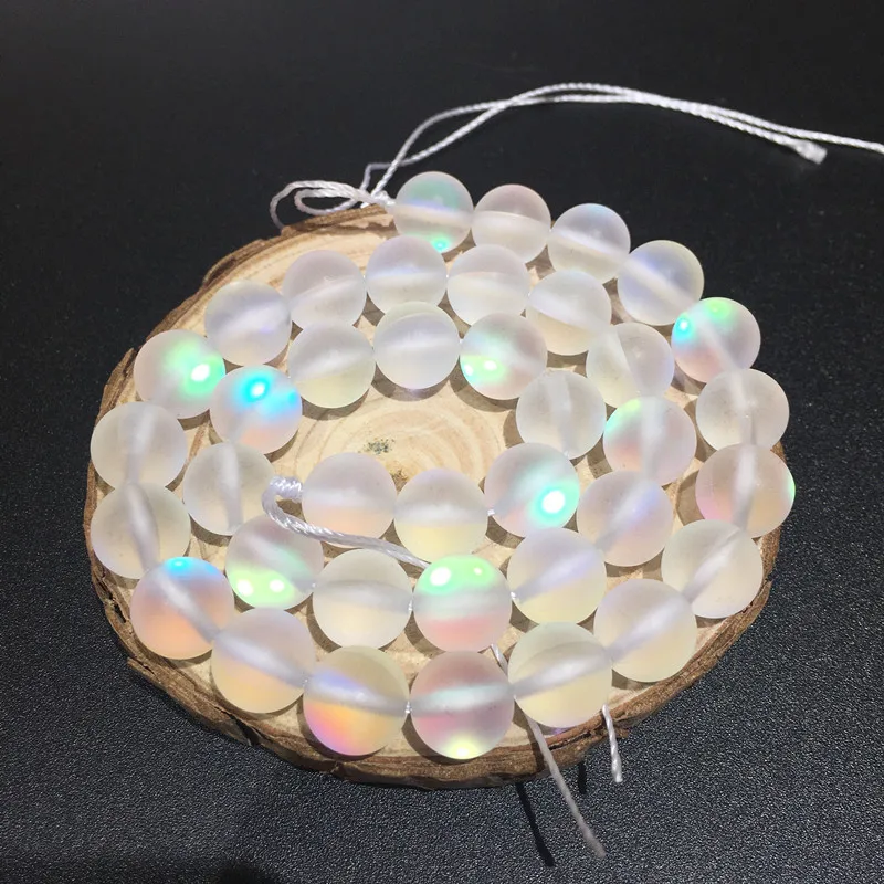 Runde lose Perlen für die Schmuckherstellung, mattes AB, österreichischer Kristall, glitzernder Mondstein, DIY-Armband, 15 Zoll Stränge, 6 mm, 8 mm, 10 mm – Detail 4
