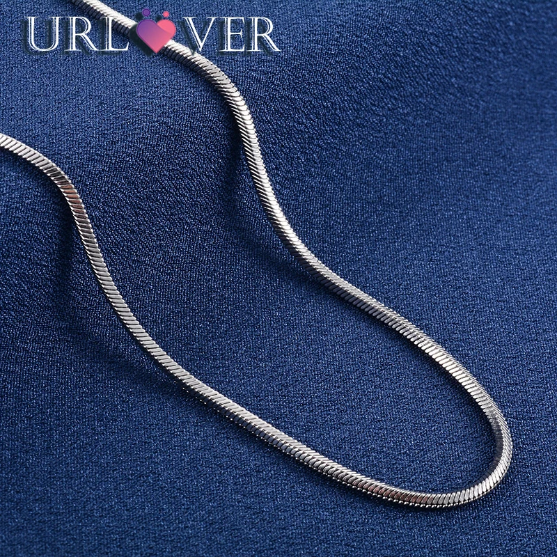 

URLOVER 1mm 2mm 3mm Round Snake Chain For Woman Men 925 Sterling Silver 18K Gold 16-30 inches Necklaces DIY Jewelry Accessories