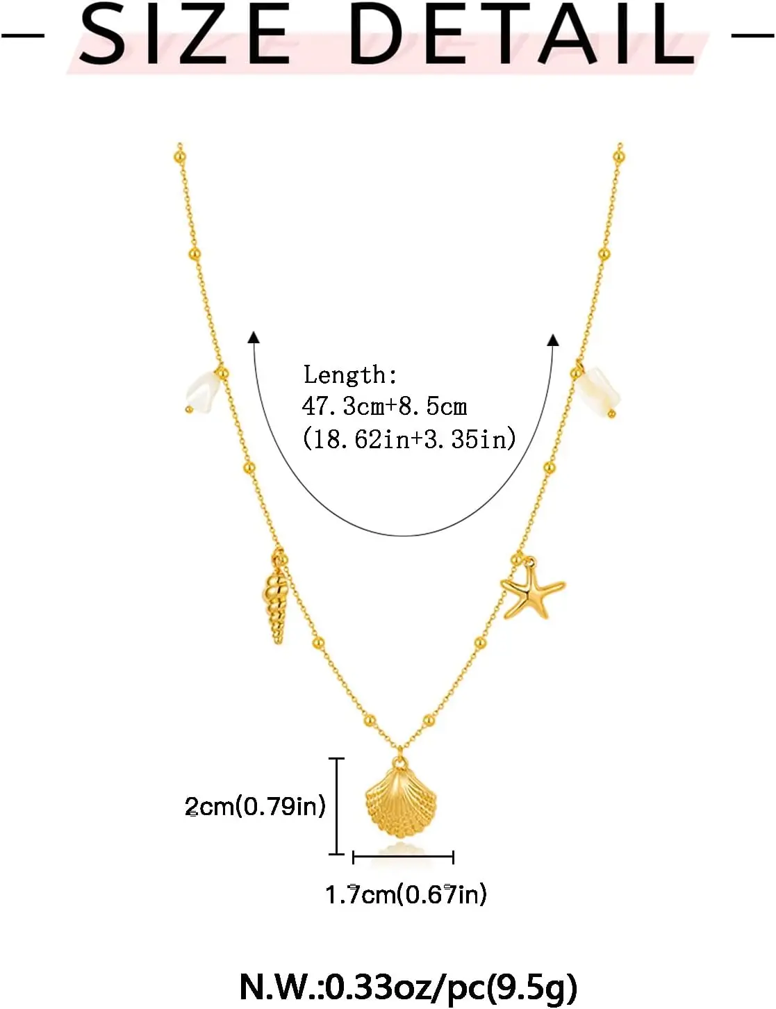 Gold Sea Shell Necklace for Women Shell Starfish Pearl Charm Necklace Trendy Ocean Sea Pendant Choker Necklace Boho Summer Beach