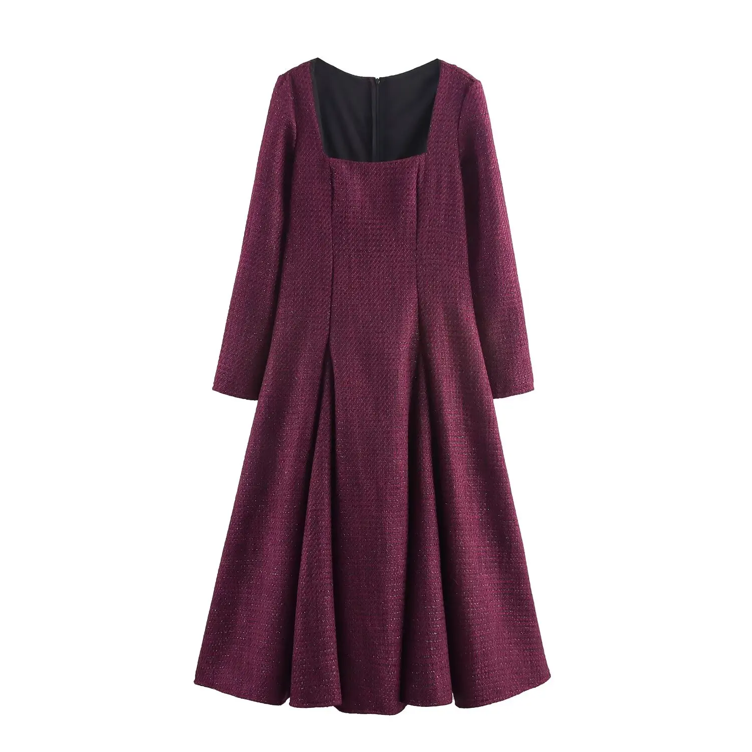 เสื้อสตรีทรงยาวดีไซน์หรูหรา คอเหลี่ยม ผ้าทวีด แฟชั่นลำลอง ผ้าโพลีเอสเตอร์ รุ่น H สำหรับฤดูใบไม้ร่วง