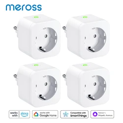 Meross-Prise de courant intelligente avec surveillance de l'énergie, prise intelligente, WiFi, configuration Bluetooth, Alexa, Google Home, SmartThings, UE, 16A