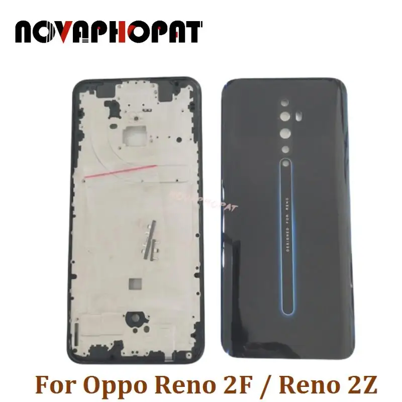 LCD Faceplate Frame Middle Bezel For Oppo Reno 2F / Reno 2Z Battery Cover Back Rear Door Housing Camera Glass Lens Side Button