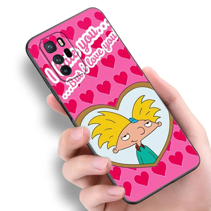 Hey Arnold Helga Cute Phone Case For Xiaomi Redmi Note 7 8 9 10 11 8T 10T 9S 10S 11S 4G 11E 11T Pro 5G Soft TPU Black Cover