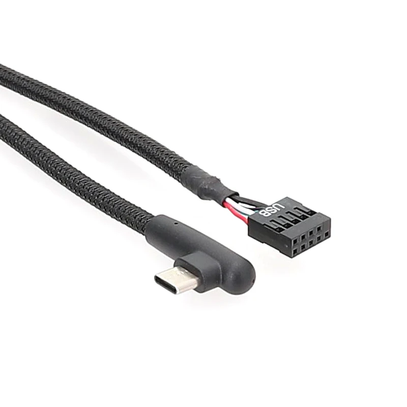 High Speed USB 9Pin to Type C Adapter Shielded for Reliable Transmission Mesh Line for Motherboard 60CM