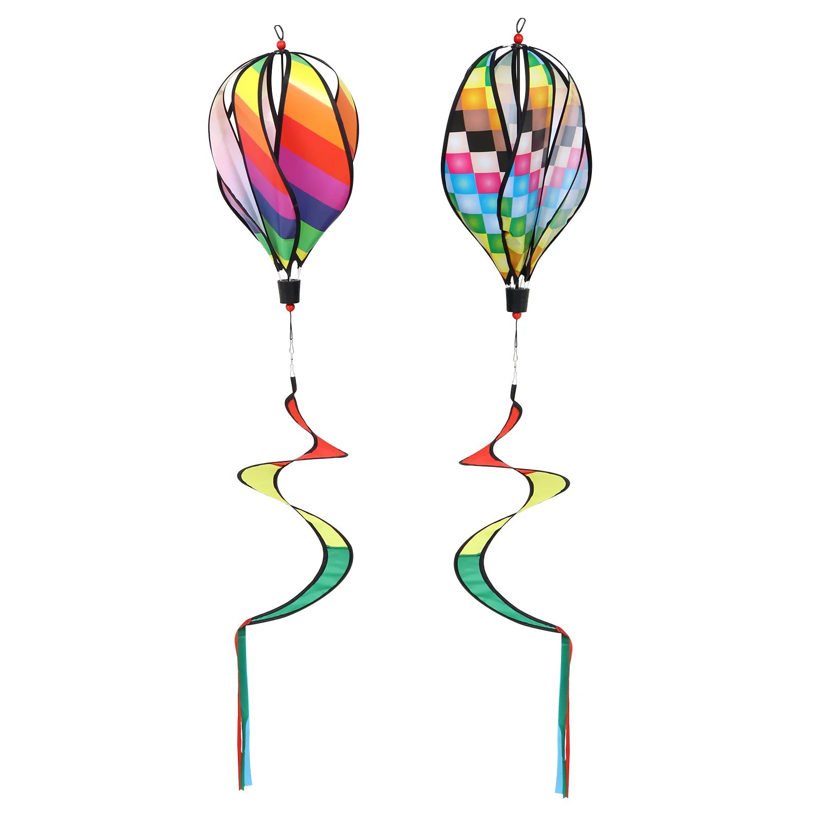 2 Pcs Hot Air Balloon Wind Bar Decorative Windsocks Spinners Balloons Lattice Yarn Decorations Cloth Stylish Hanging Adornments