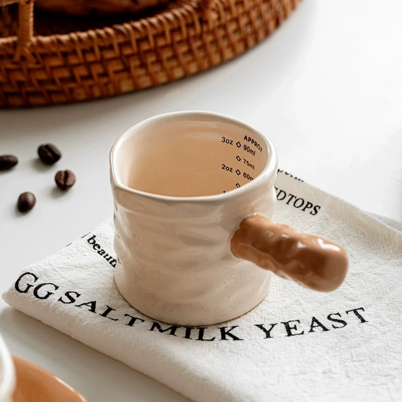 TWTOPSE Cangkir Ekstraksi Kopi Cangkir Susu Keramik dengan Skala Susu Dapat Espresso 90Ml Cangkir Ukur Kopi Italia