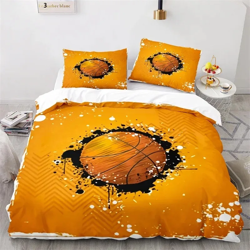 

Boys Basketball Bedding Set Sports Theme 3D Ball Duvet Cover Full King For Teen Men Microfiber Competitive Game Comforter Cover