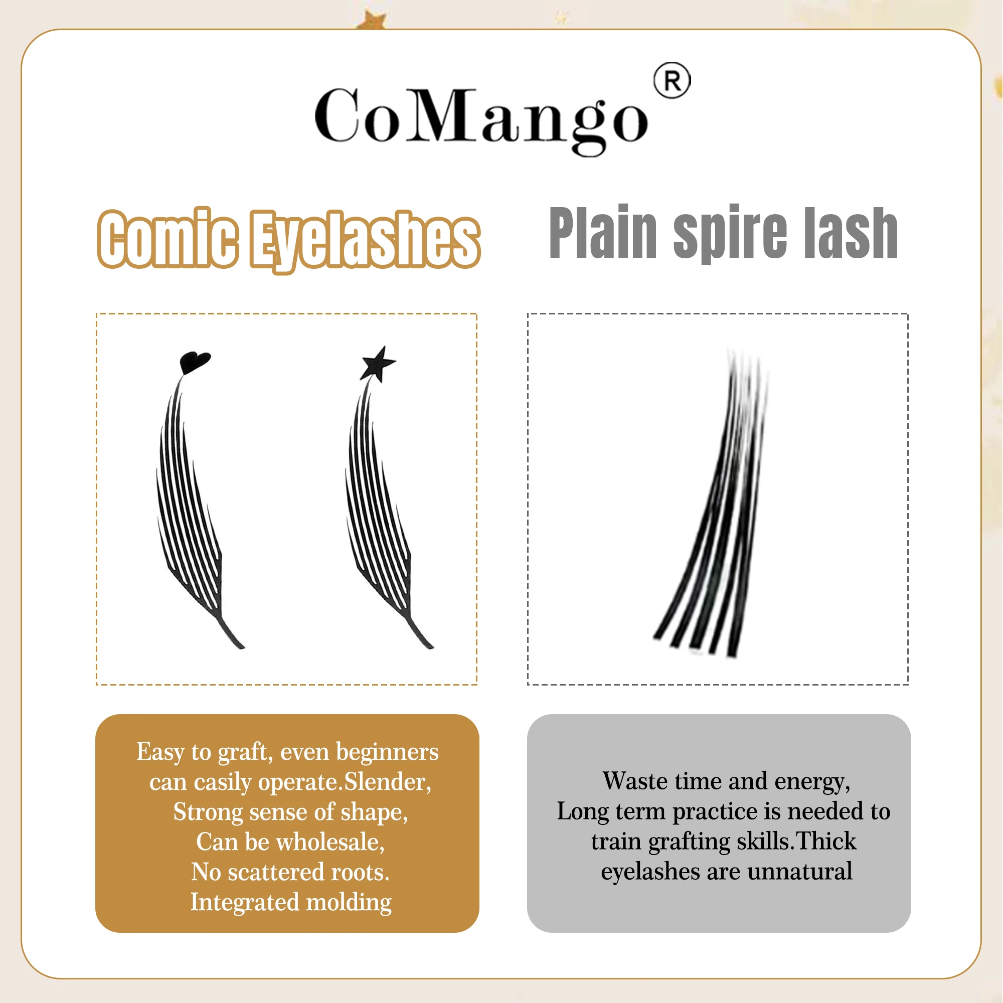 CoMango manga spire lashes heart star spire przedłużanie rzęs premade volume fans C/D podkręcanie sztucznych rzęs narzędzie do makijażu