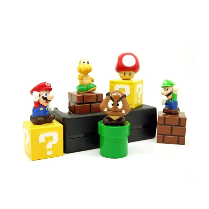 Figurines Super Mario Luigi Yoshi, 5 pièces/ensemble, décoration de gâteau au beurre, ornements de voiture, anime, jouets pour enfants, cadeaux