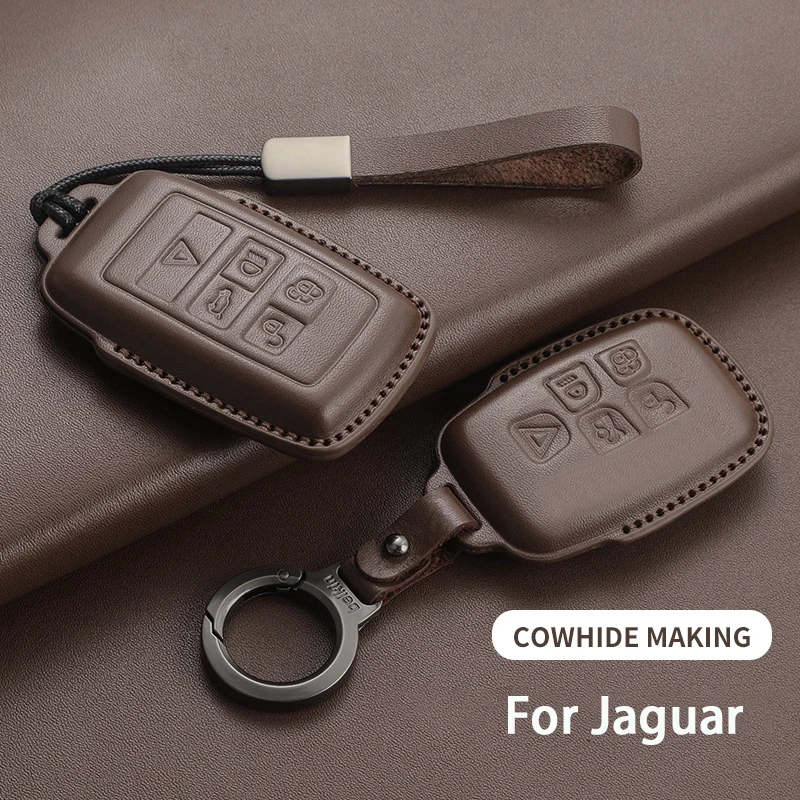 Leather Car Key Case Cover For Jaguar XE XF XK XKR XFL F-TYPE F-PACE T-PACE Car Key Case Shell For Land Rover Range Rover Sport