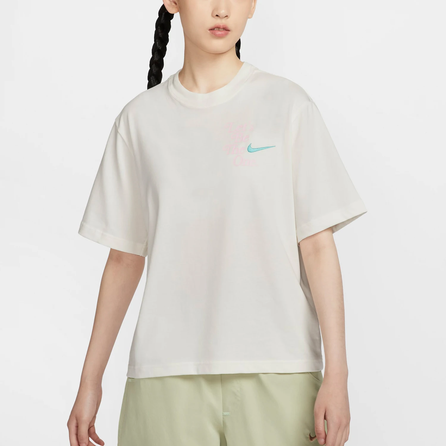 

Nike genuine genuine 2024 New Women's Round Neck Simple Embroidered Short Sleeve T-Shirt HM4581-133