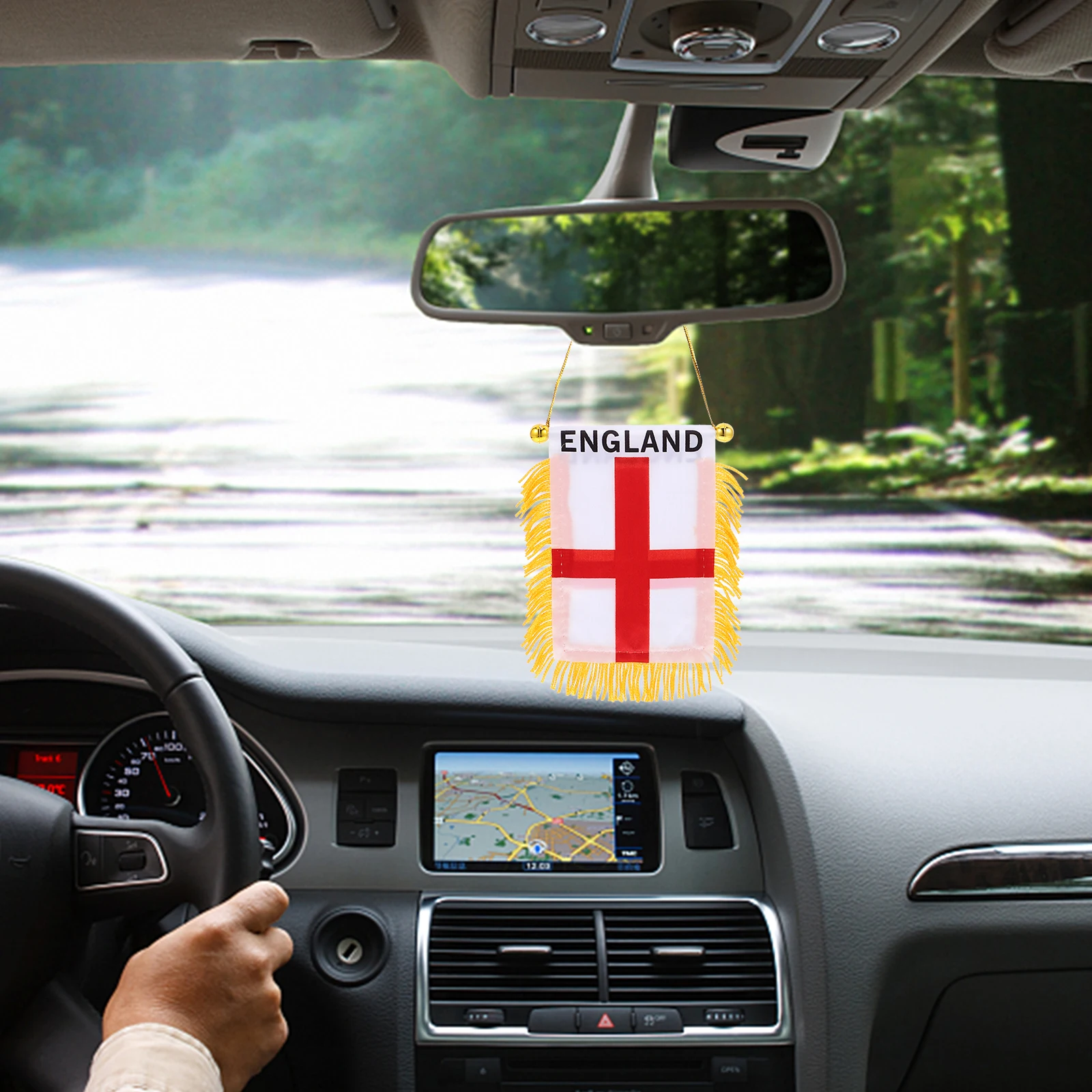 

4Pcs Car Flags Mini Banners Hanging Decoration FadeResistant Materials Accessories Window