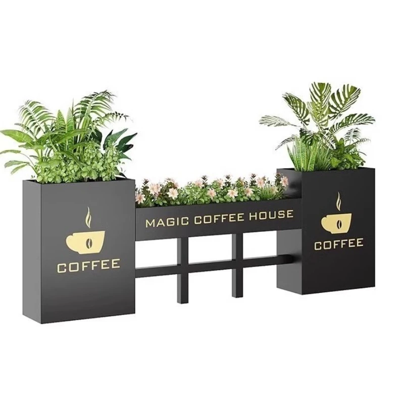 

Outdoor stainless steel flower box combination, flower pot outside the grid square
