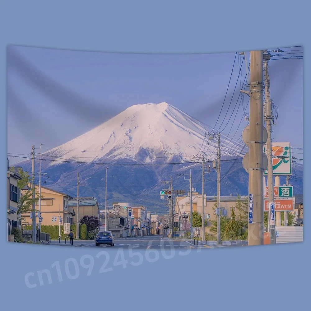1 Stück japanischer Mount Fuji-Druck im Stil, Landschaftsbild, Schlafzimmer, Wandteppich, Hintergrund, Tapete, Wandteppich ﻿
