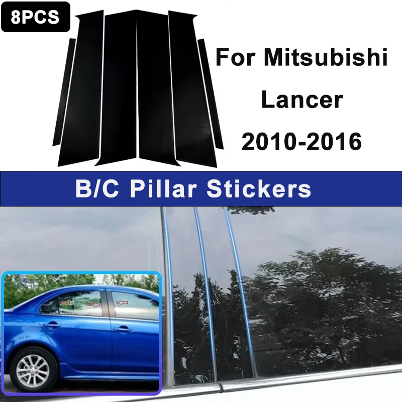 

For Mitsubishi Lancer 2010-2016 Window B C Pillar Post Cover Trim Stickers Door Column Decorative Exterior Accessories