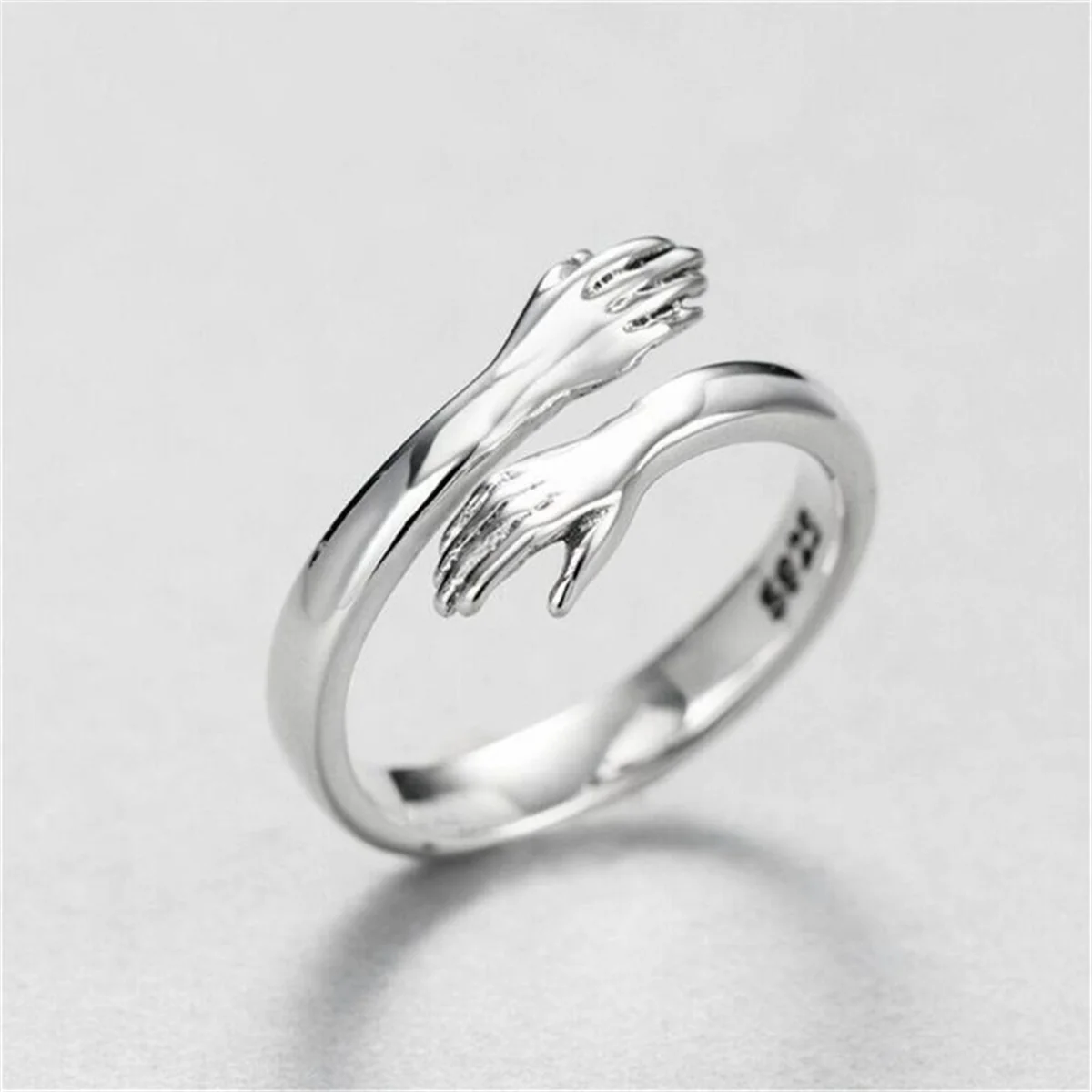 Vintage Hug Rings For Women Silver Color Romantic Forever Love Hug Opening Finger Wedding Bands Valentine's Day Finger Ring Gift