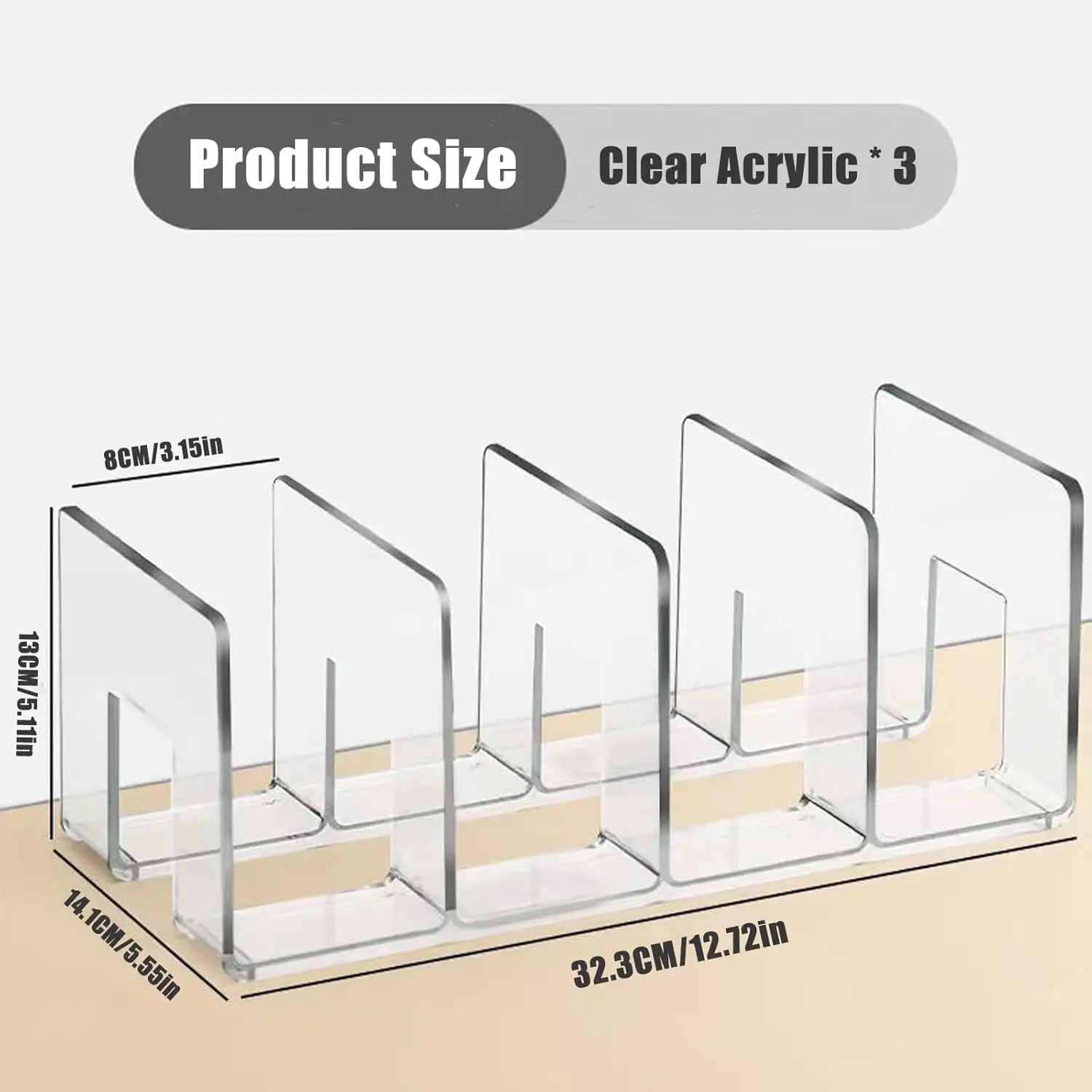 Clear Acrylic Desk File Sorter, Sturdy Desk File Organizer, Purse Handbag  Divider File Folder Rack for  Office Kitchen Supplies