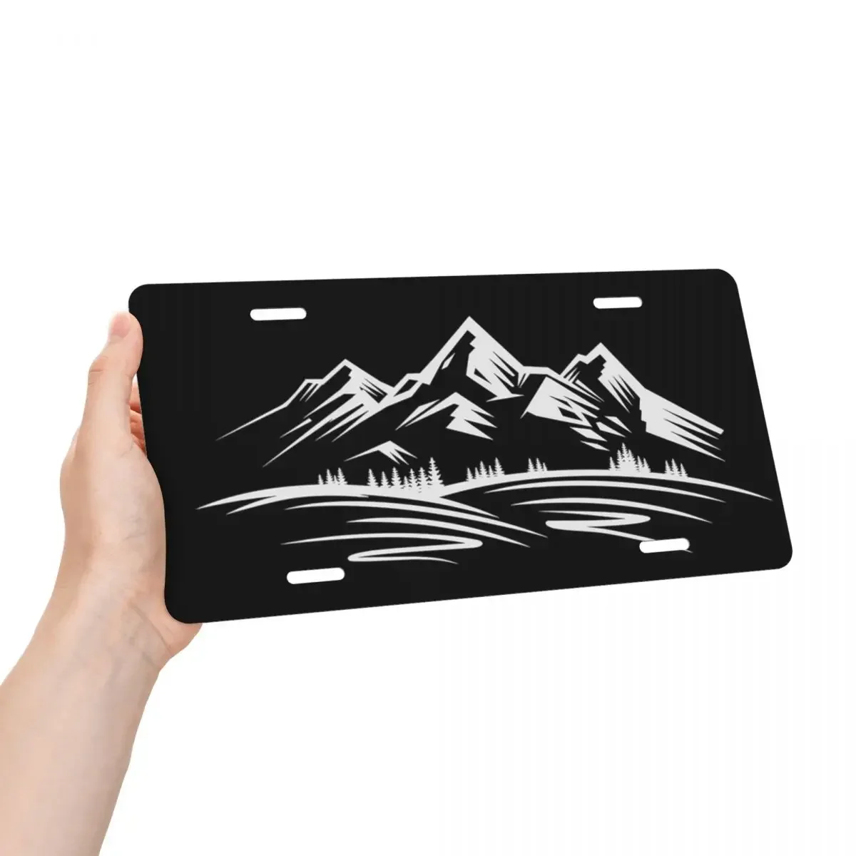 Mountains Landscape License Plate Novelty Camper Decorative Car Front License Plate Aluminum Metal Sign Vanity Tag 6 X 12 Inch