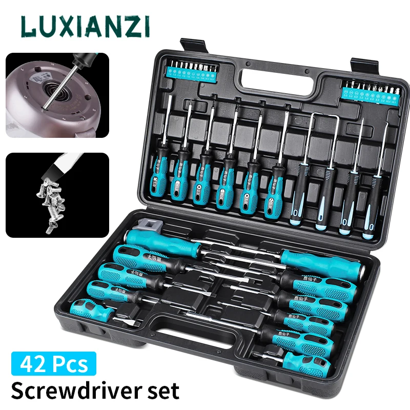 LUXIANZI 42Pcs Precision Screwdriver Kit With Magnetic Bits For Household Car Repair Hand Tool Multifunctional Screw Driver Set