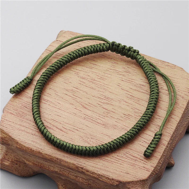 Handmade Green Color Knot Bracelet Women Men Tibetan Buddhist Knots Rope Bracelet Lucky Charm Bracelets & Bangles Gift