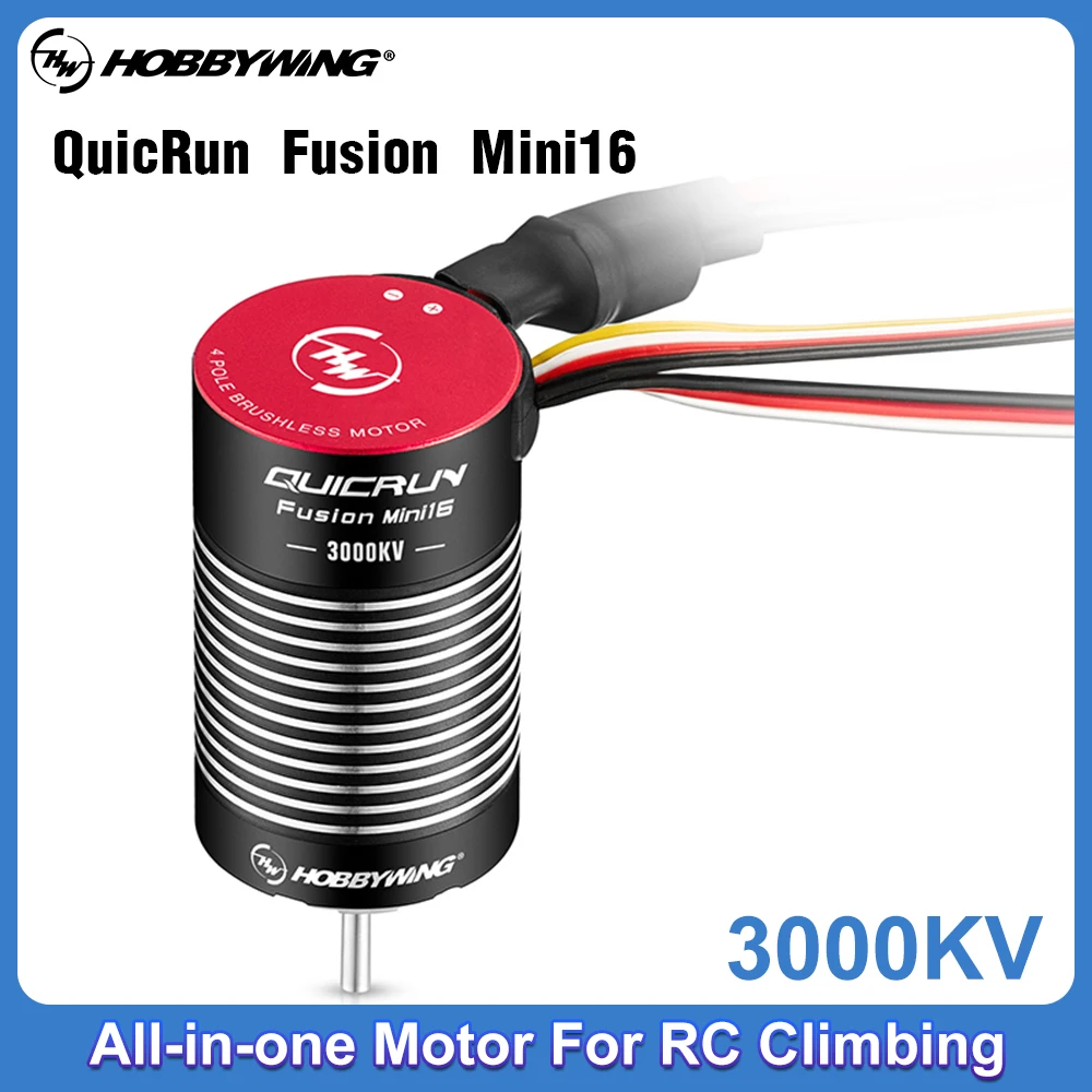 HobbyWing QUICRUN Fusion Mini16 3000KV 24MM Brushless Sensory 2in1 Motor 80A Peak Current For 1/16 1/18 RC Climbing Crawler Car