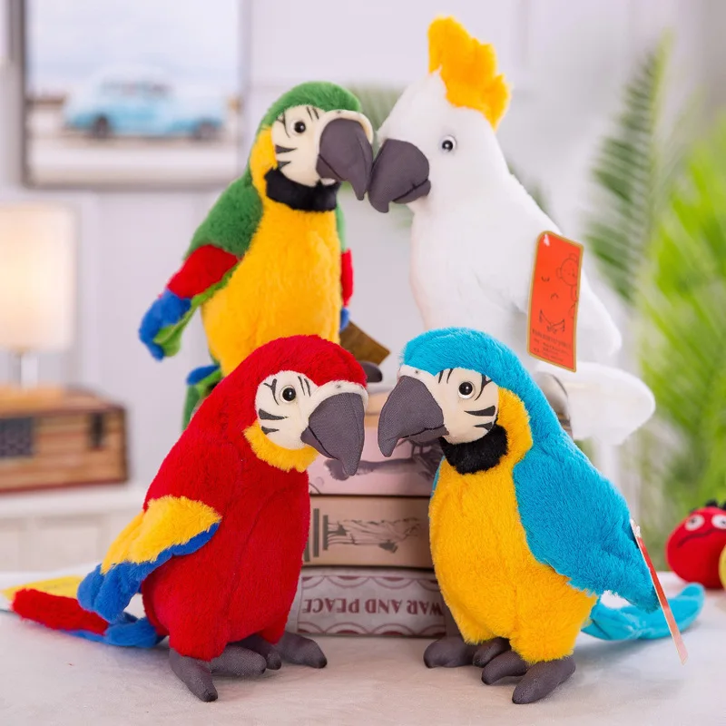 25cm Lifelike Parrot Plush Toys Soft Simulation Psittacidae Macaw Stuffed Toy Cute Wild Animals Birds Dolls Children Kids Gifts