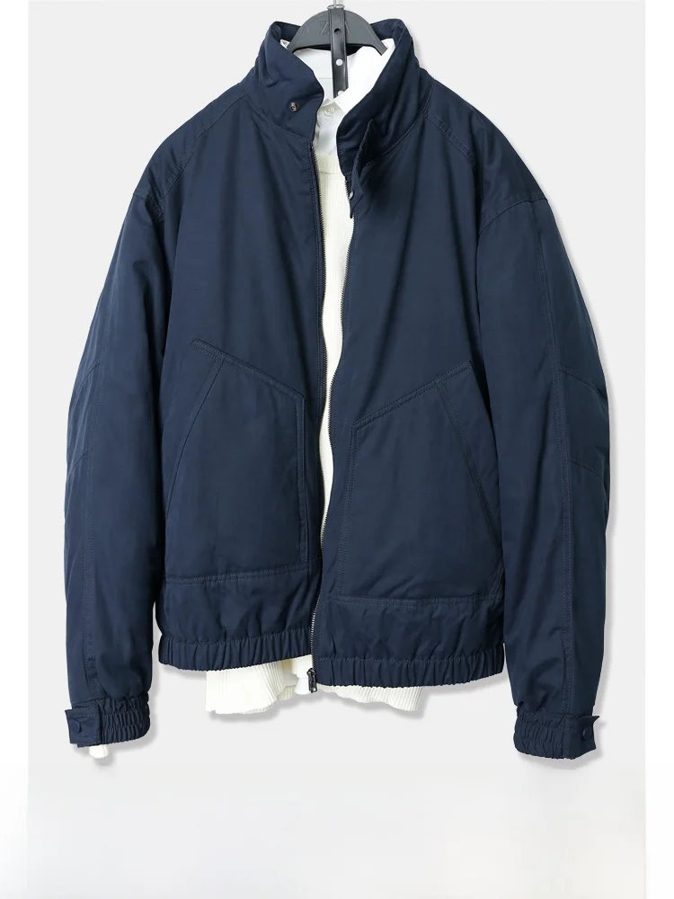 

Новая мужская техническая ткань, хлопковая куртка на молнии, длинный воротник-стойка, свободная повседневная верхняя одежда, полиэфирное волокно, нейлон, молодежная мода