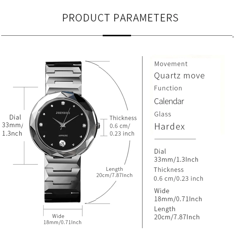 JS круглые тонкие вольфрамовые стальные ремешки с датой, водонепроницаемые часы, мужские швейцарские кварцевые часы с сапфировым стеклом, деловые часы