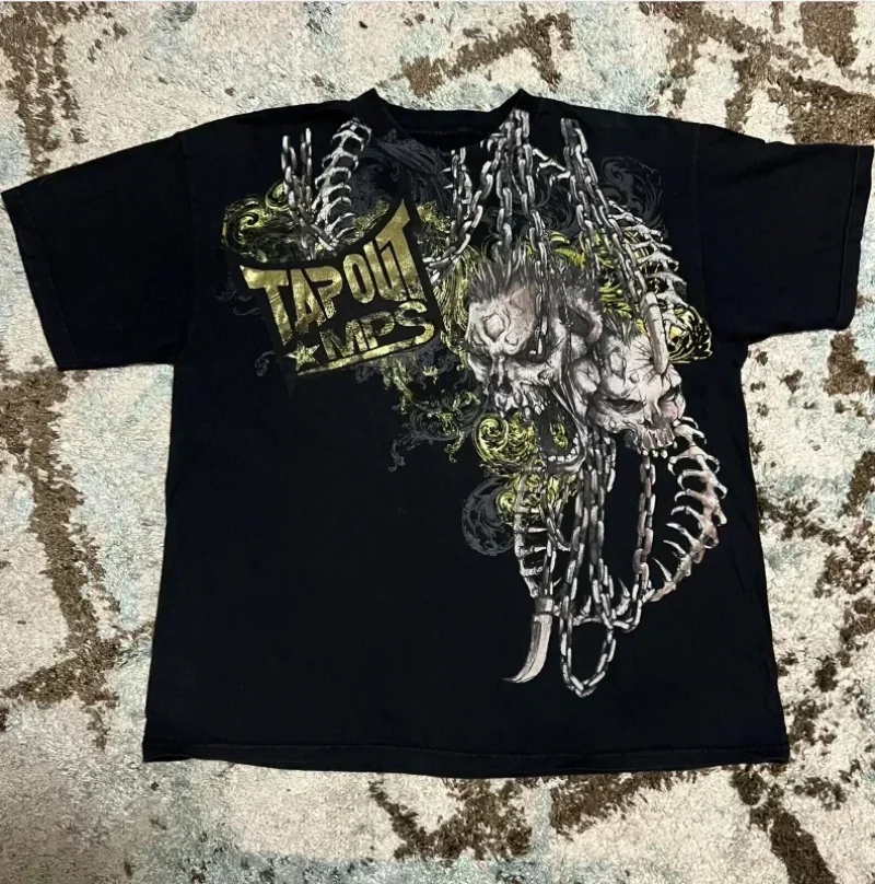 Streetwear Tapout T Shirt Y2K Mens Hip Hop Letter Graphic Print Oversized TShirt Harajuku Round Neck Cotton Short Sleeve Tops image 6