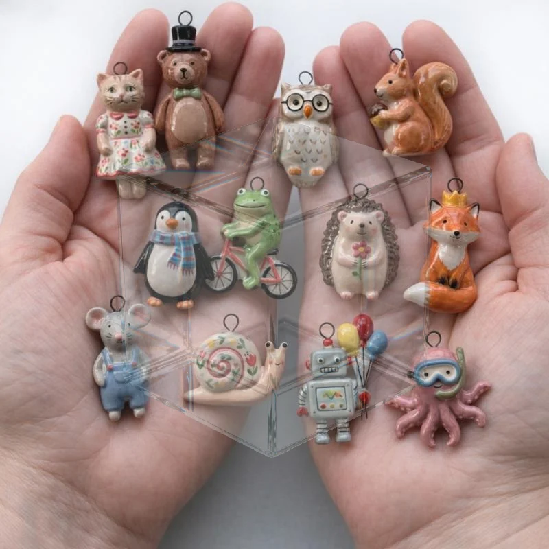 1Pcs Color Preserved Stainless Steel DIY Jewelry Necklace Bracelet Accessories Cartoon Owl Squirrel Hedgehog Charms Pendant