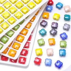 30Pcs/Lot 12mm Glass Petal Beads Four-leaf Clover Shape For DIY Making Crystal Cross Pendant Earing Necklace Accessories Crafts