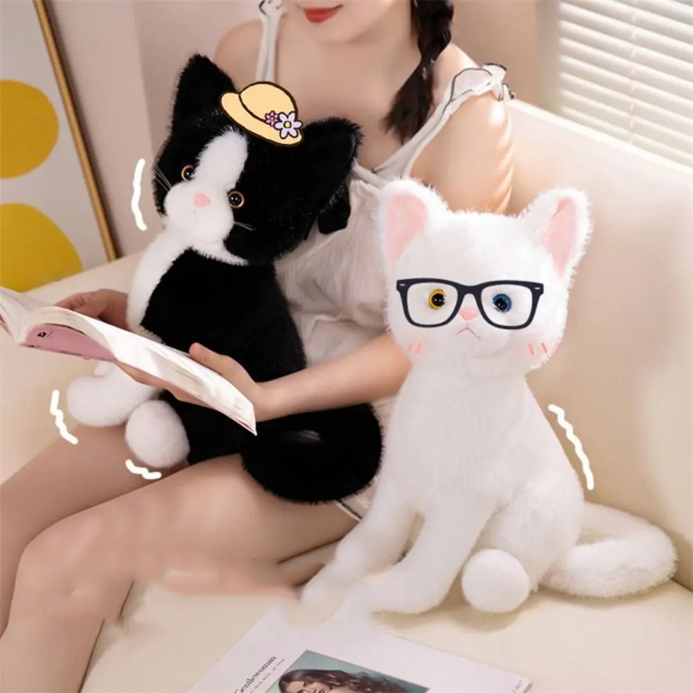 Kawaii Animal Pet Cat Plush Toy Ginger Cat Sitting Posture Kitten Stuffed Doll Soft Anime Cartoon Simulation Cat Doll Room Decor