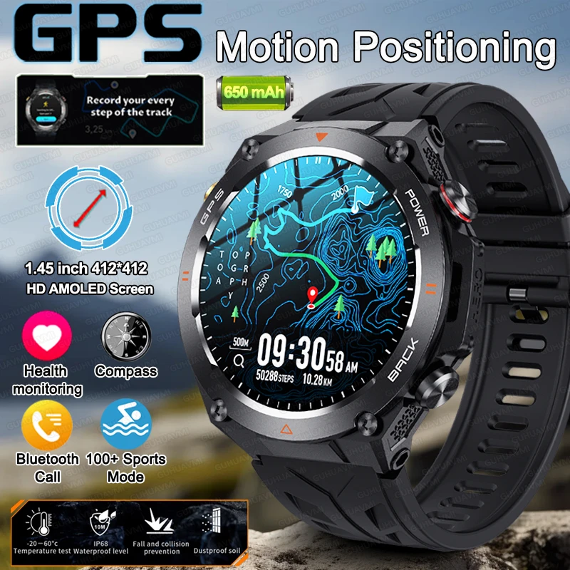 

New GPS Smart Watches 1.45" Ultra HD Display Built-in GPS & Compass Al Voice Bluetooth call Waterproof Smartwatch 650mAh Battery