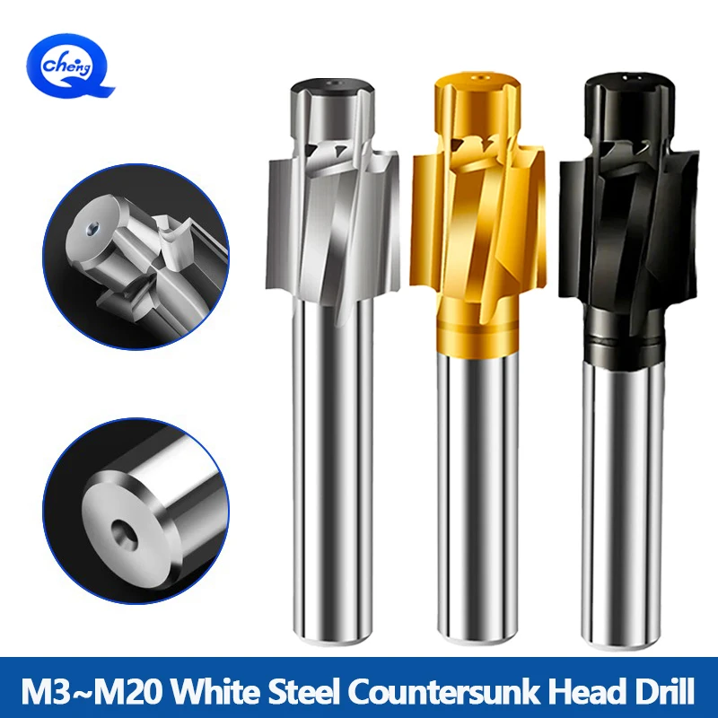 

Пилотный фрезерный станок из быстрорежущей стали с плоским болтом и отверстием, винт с зенковкой, фрезерный инструмент с 4 канавками, пилотный M3 ~ M20, точечный фрезерный станок, долбежная дрель