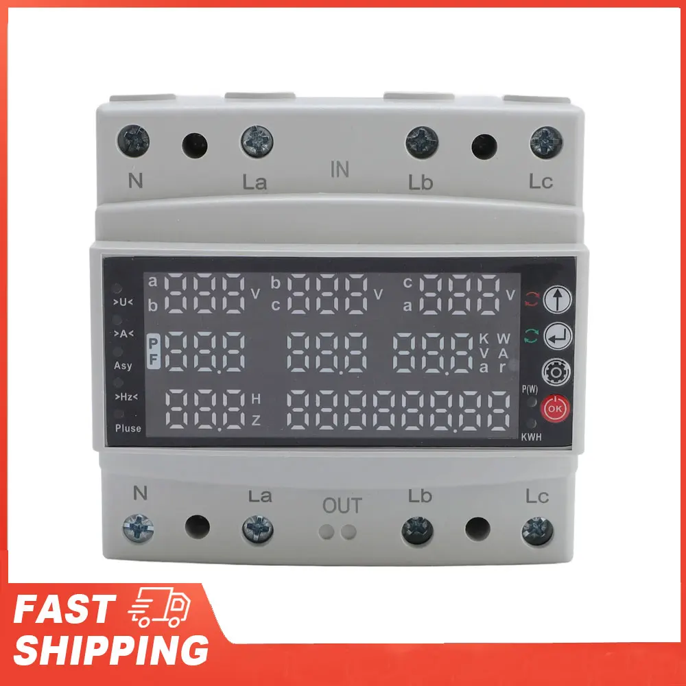 100A 3 Phase V A Hz Kws Protector Pa66 Multi Function Self Reset Voltage Adjustable Protector 3 Phase Multi Function Protector