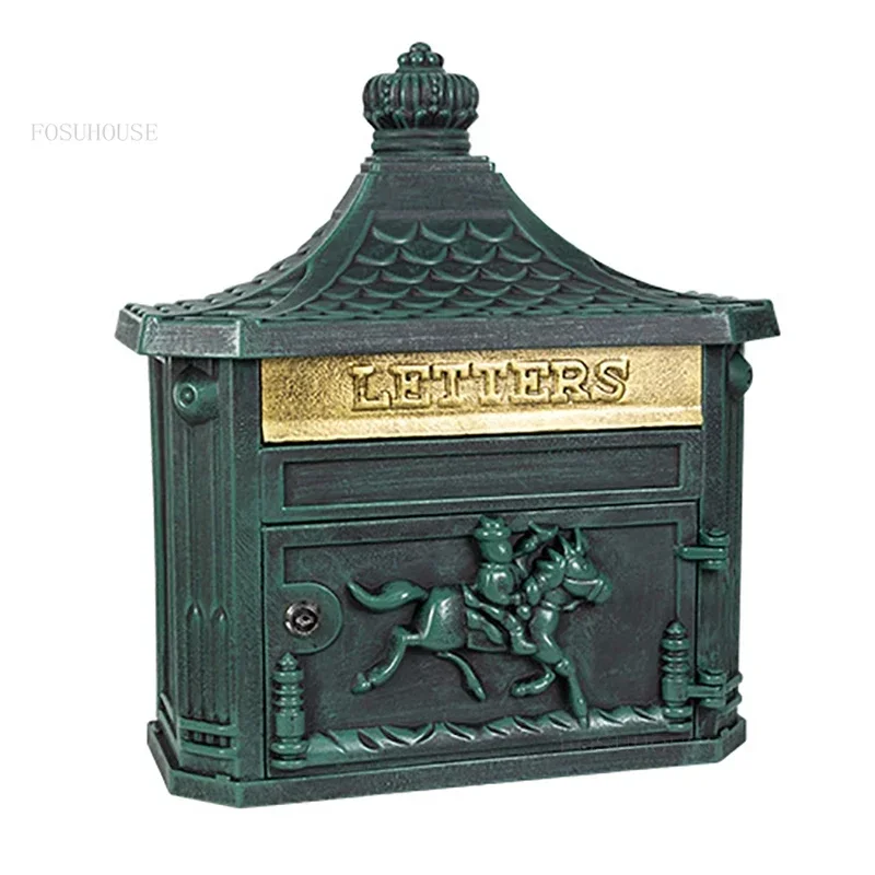 Waterproof Creative Mailboxes with Lock Wall Postbox Retro Letter Box House Number Mailbox Villa Wall-mounted European Postbox